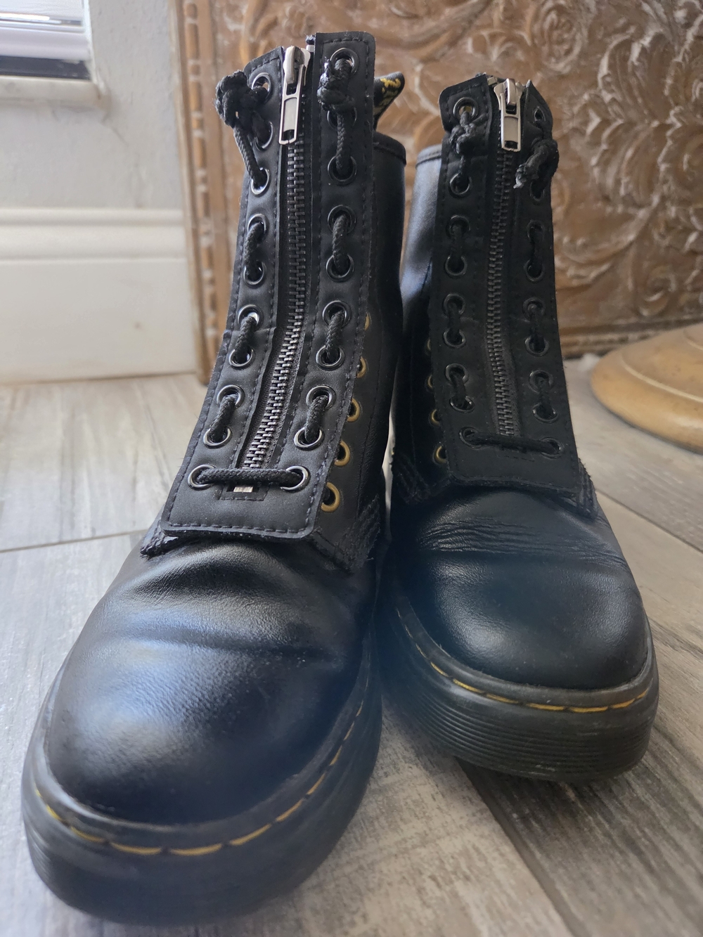 Dr. Martens 1460 Pascal Black Nappa Leather Front Zip Combat Boots